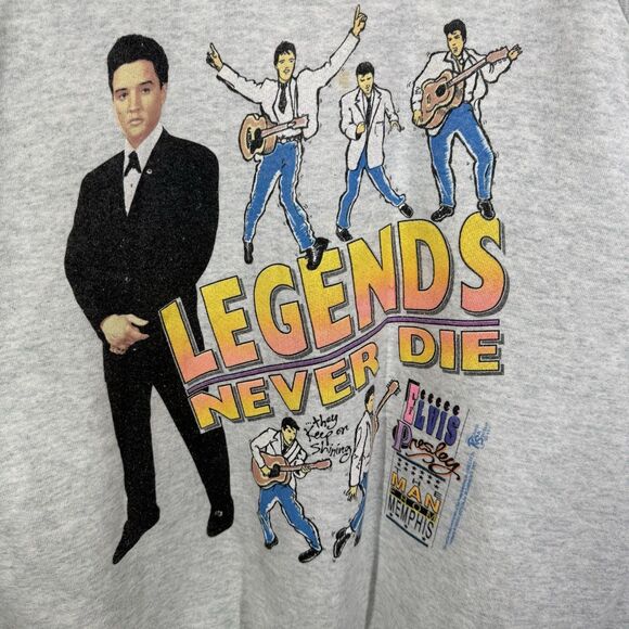 Vintage 90’s Elvis Presley Sweatshirt Men’s XL Legends Never Die Collectible Y2K - Picture 3 of 13